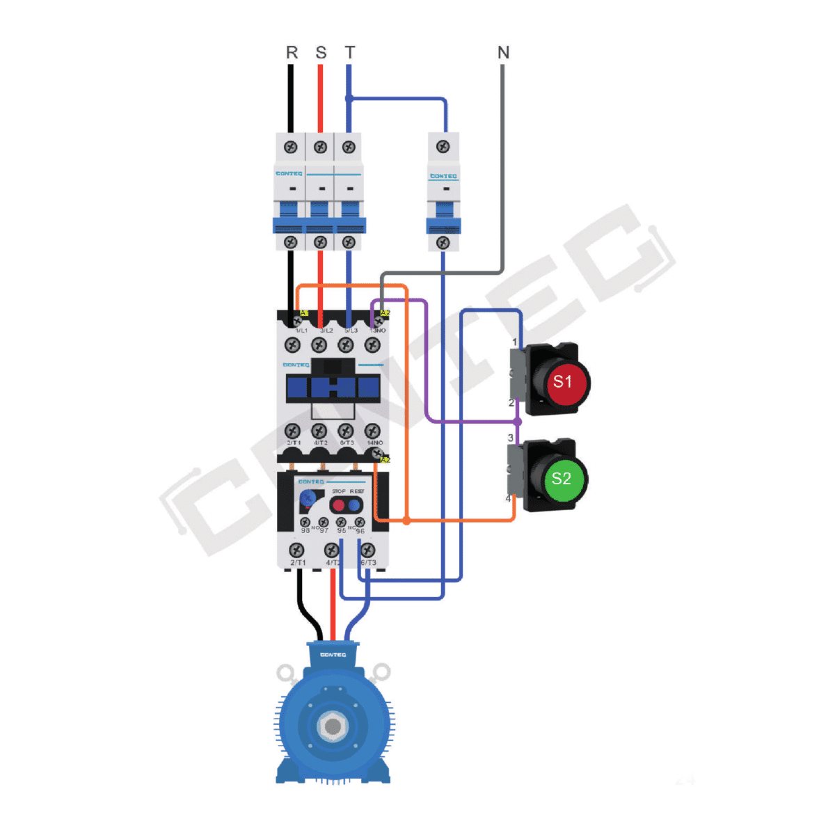 Tablou pornire directa motor electric trifazat, pornire directa DOL, 0.37 - 7.5(kW), configurare selectiva - imagine 2